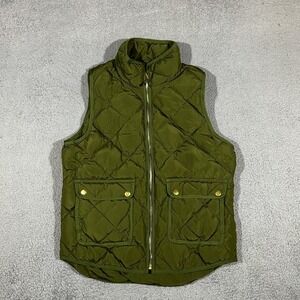 Woolrich Womens Green Full Zip Quilted Puffer Vest Size Medium #2100